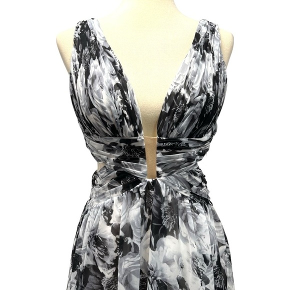Aidan Mattox NWT Floral Sleeveless Double V Waist Cutouts Maxi Dress Women 8 - Picture 2 of 14